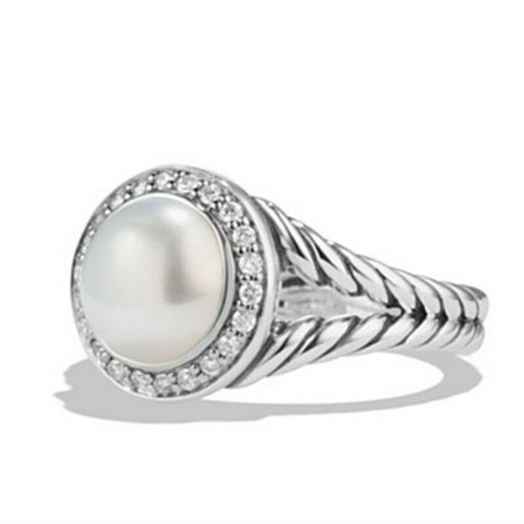 Silver Filled Size 10 Ring White Pearl - Picture 1 of 4